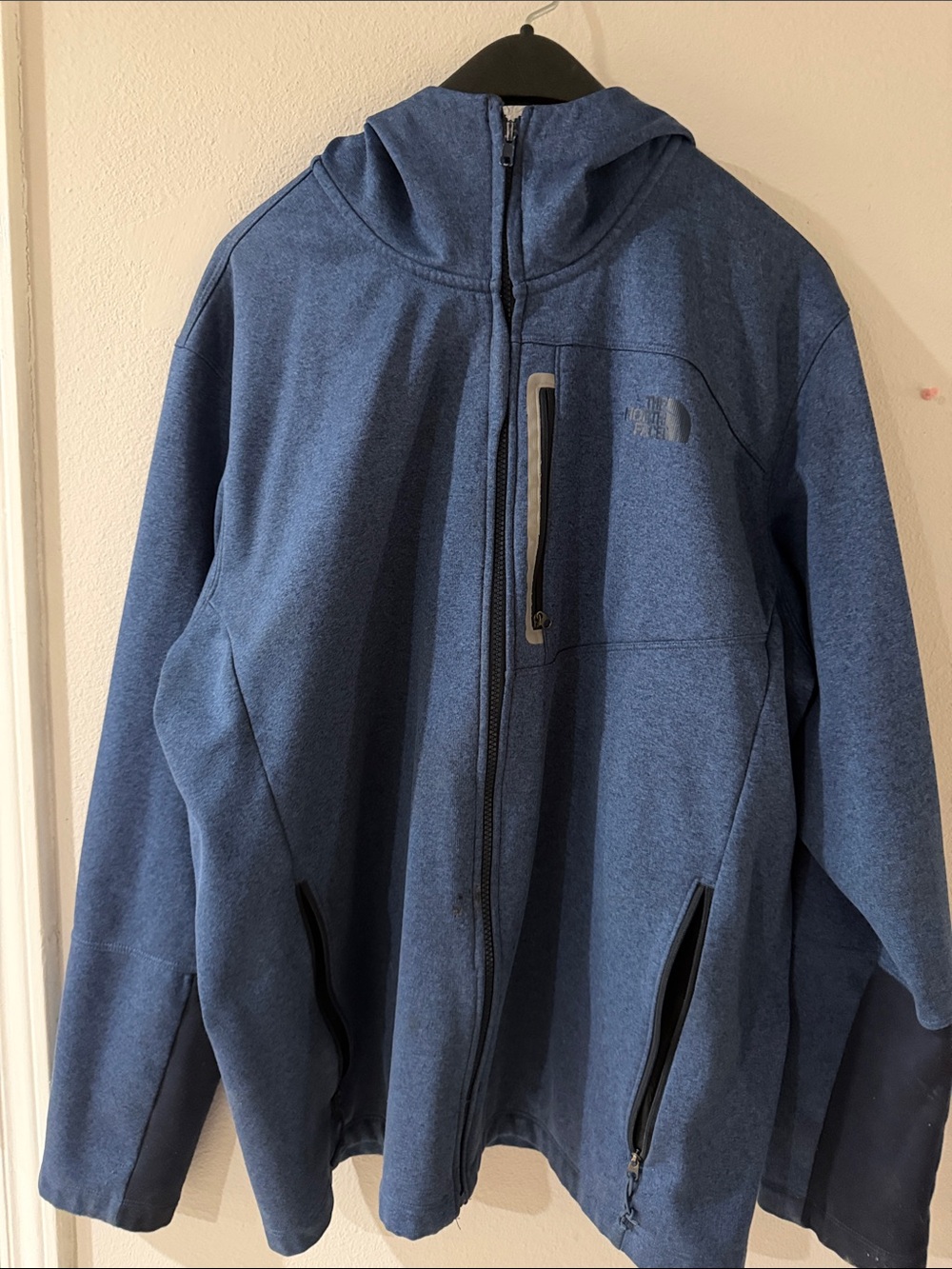 The North Face Men’s Heathered Navy Blue Hooded Softshell Jacket